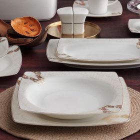 Güral Porselen 5629 Caroline 85 Parça 12 Kişilik Kare Porselen Yemek Takımı