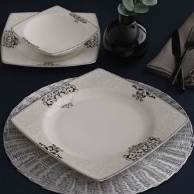 Güral Porselen 56861 Caroline 85 Parça 12 Kişilik Kare Yemek Takımı