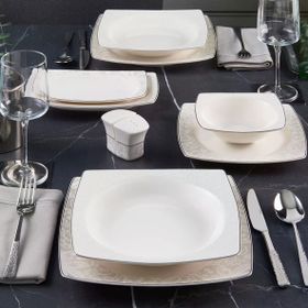 Güral Porselen 6327 Caroline 54 Parça 12 Kişilik Kare Bone Yemek Takımı