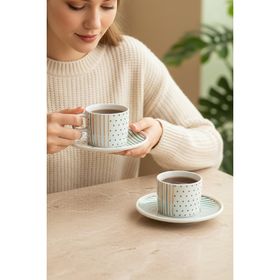 Güral Porselen 6548 Yeşil Mental 4 Parça Çay Fincan Takımı