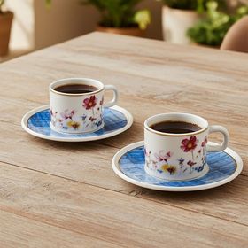 Güral Porselen 6709 Mavi Mental 4 Parça Çay Fincan Takımı