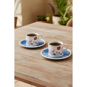 Güral Porselen 6709 Mavi Mental 4 Parça Çay Fincan Takımı