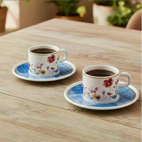 Güral Porselen 6709 Mavi Mental 4 Parça Çay Fincan Takımı