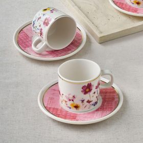 Güral Porselen 67092 Pembe Mental 4 Parça Çay Fincan Takımı