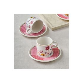 Güral Porselen 67092 Pembe Mental 4 Parça Çay Fincan Takımı