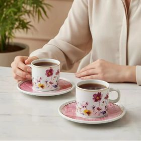 Güral Porselen 67092 Pembe Mental 4 Parça Çay Fincan Takımı
