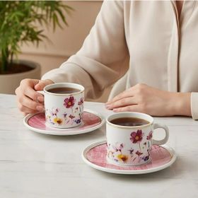 Güral Porselen 67092 Pembe Mental 4 Parça Çay Fincan Takımı