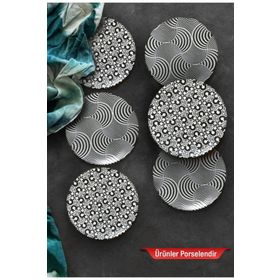 Güral Porselen Arya Black 6'lı Pasta Tabağı