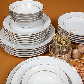 Güral Porselen Bahar Dalı Yaldızlı 24 Parça 6 Kişilik Yemek Takımı