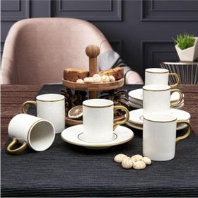 Güral Porselen Camelia 12 Parça 6 Kişilik Bone Türk Kahvesi Fincan Takımı