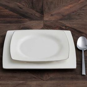 Güral Porselen Gümüş Yaldız 220 Caroline 85 Parça 12 Kişilik Kare Yemek Takımı