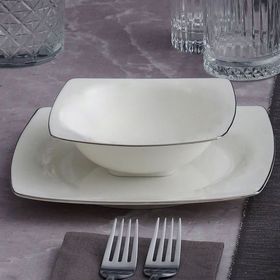 Güral Porselen Gümüş Yaldız 220 Caroline 85 Parça 12 Kişilik Kare Yemek Takımı
