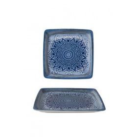 Güral Porselen Pera Bone Kare Mavi 19x19 cm 1 Adet Tabak