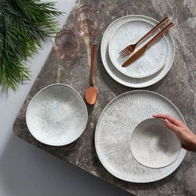Güral Porselen Roden Bej Gri 24 Parça Yemek Takımı