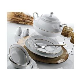 Güral Porselen Sedef Altın Fileli 22 cm 6 Adet Çukur Yemek Tabak