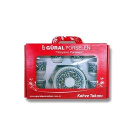 Güral Porselen Topkapı Sarayı Desenli 6'lı Türk kahvesi Fincan Takımı