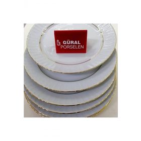 Güral Porselen Yaldızlı 6'lı 25 cm Düz Servis Tabağı