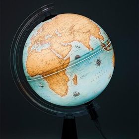 Gürbüz Led Işıklı Modern Masa Lambası Antik 34 cm Dünya Küresi