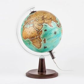 Gürbüz Led Işıklı Modern Masa Lambası Antik 34 cm Dünya Küresi