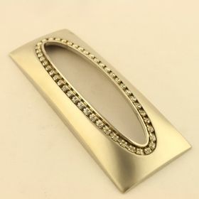 Gürcay Hırdavat 96 mm İnoks Dörtgen Swaroski Sıralı Taşlı Çekmece Kulp
