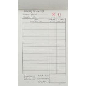Gürmat Kod:42 9x15 cm 1 Nüsha 100 Sayfa Numaralı Adisyon Fişi