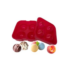 Gurme Chef Kırmızı Büyük Boy Silikon 4'lü Top Buz Kalıbı