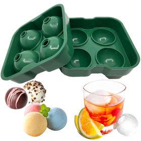 Gurme Chef Yeşil Büyük Boy Silikon 4'lü Top Buz Kalıbı