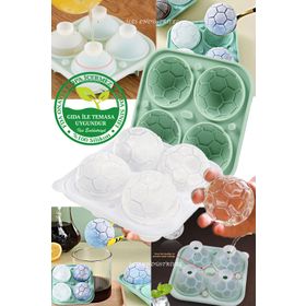 Gurme Chef Yeşil Büyük Boy Silikon 4'lü Top Buz Kalıbı