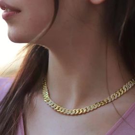 Gurmet Model Yarısı Zirkon Taşlı Gold Altın Kaplama Gümüş Gerdanlık