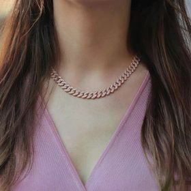 Gurmet Model Zirkon Taşlı Rose Altın Kaplama Gümüş Gerdanlık