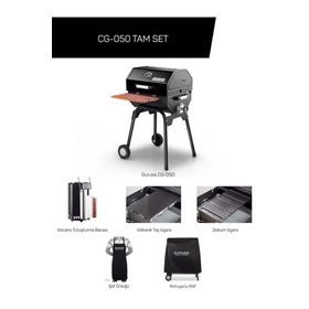 Guruss CG-050 Kömürlü Siyah Barbekü Mangal Tam Set