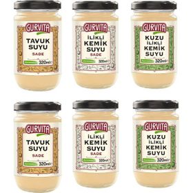 Gurvita 320 ml Jöle Kıvamında İlikli Sade Kemik Suyu (3 adet)