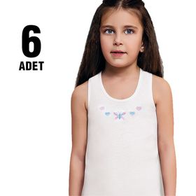 Güryıldız 27220 6'lı Penye Geniş Askılı İşlemeli Kız Çocuk Atlet