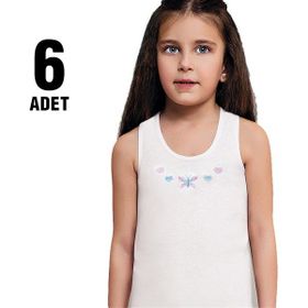 Güryıldız 27220 6'lı Penye Geniş Askılı İşlemeli Kız Çocuk Atlet