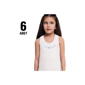 Güryıldız 27220 6'lı Penye Geniş Askılı İşlemeli Kız Çocuk Atlet