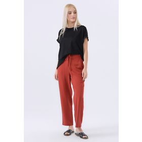 Gusto 20YG001109 Kiremit Beli Lastikli Keten Kadın Pantolon