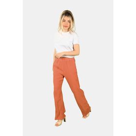 Gusto 20YG001109 Kiremit Beli Lastikli Keten Kadın Pantolon