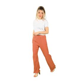 Gusto 20YG001109 Kiremit Beli Lastikli Keten Kadın Pantolon