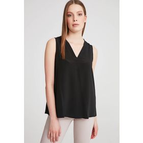 Gusto 20YG001550 Siyah V Yaka Kadın Bluz
