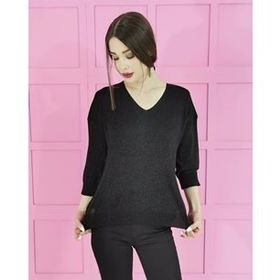 Gusto 20YG001550 Siyah V Yaka Kadın Bluz