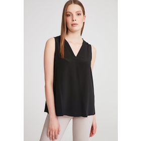 Gusto 20YG001550 Siyah V Yaka Kadın Bluz