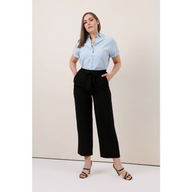 Gusto Siyah Beli Lastikli Bol Paça Kadın Pantolon