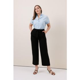 Gusto Siyah Beli Lastikli Bol Paça Kadın Pantolon