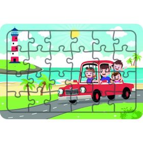 Güven Serigrafi Ailemiz Tatilde 24 Parça 19,5 x 29,5 cm Ahşap Çocuk Puzzle Yapboz