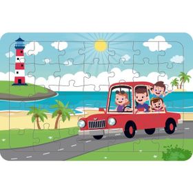 Güven Serigrafi Ailemiz Tatilde 35 Parça 19,5 x 29,5 cm Ahşap Çocuk Puzzle Yapboz
