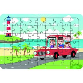 Güven Serigrafi Ailemiz Tatilde 54 Parça 19,5 x 29,5 cm Ahşap Çocuk Puzzle Yapboz