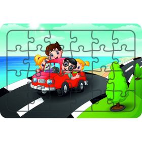 Güven Serigrafi Ailemiz Tatile Gidiyor 24 Parça 19,5 x 29,5 cm Ahşap Çocuk Puzzle Yapboz