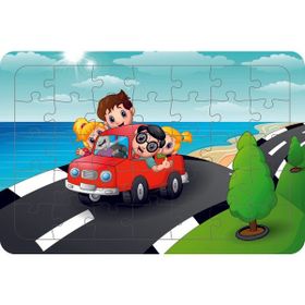 Güven Serigrafi Ailemiz Tatile Gidiyor 35 Parça 19,5 x 29,5 cm Ahşap Çocuk Puzzle Yapboz