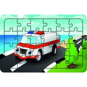Güven Serigrafi Ambulans 24 Parça 19,5 x 29,5 cm Ahşap Çocuk Puzzle Yapboz
