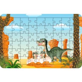Güven Serigrafi Anne ve Bebek Dinozorlar Model 2 54 Parça Ahşap Çocuk Puzzle Yapboz